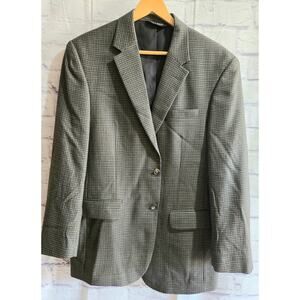 Jos A, Bank Dark Green Plaid Traveler's Collection Men's Blazer Size 46